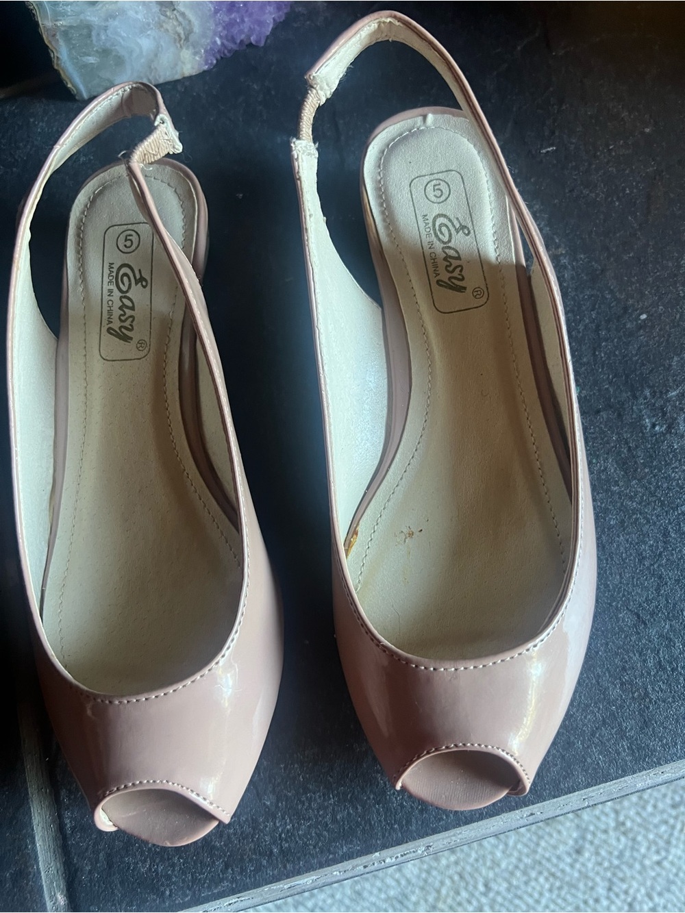Women’s Peep-Toe Slingback Pumps in Light Pink